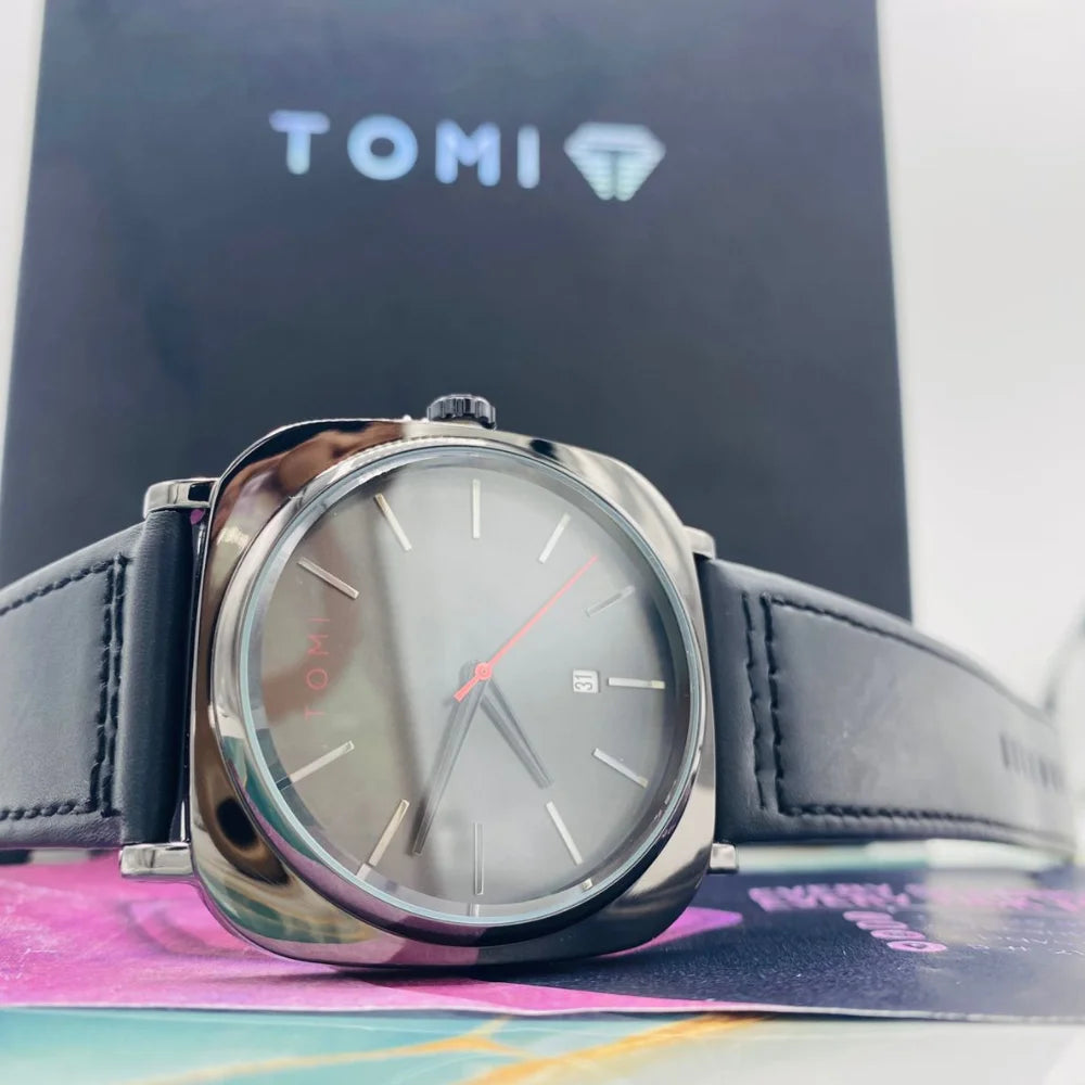 TOMI S8 Watch with Leather Strap