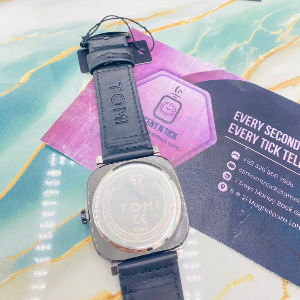 TOMI S8 Watch with Leather Strap