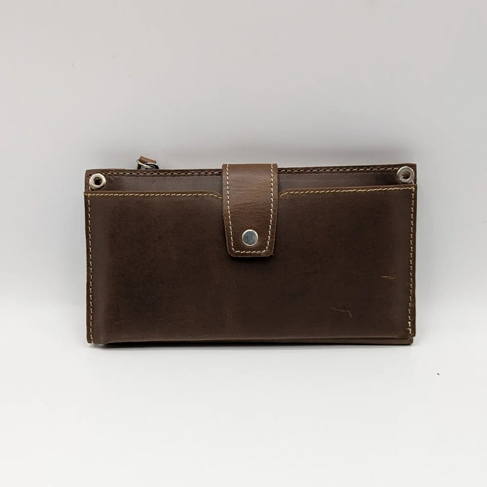 Pure Leather Long Wallet With Strap