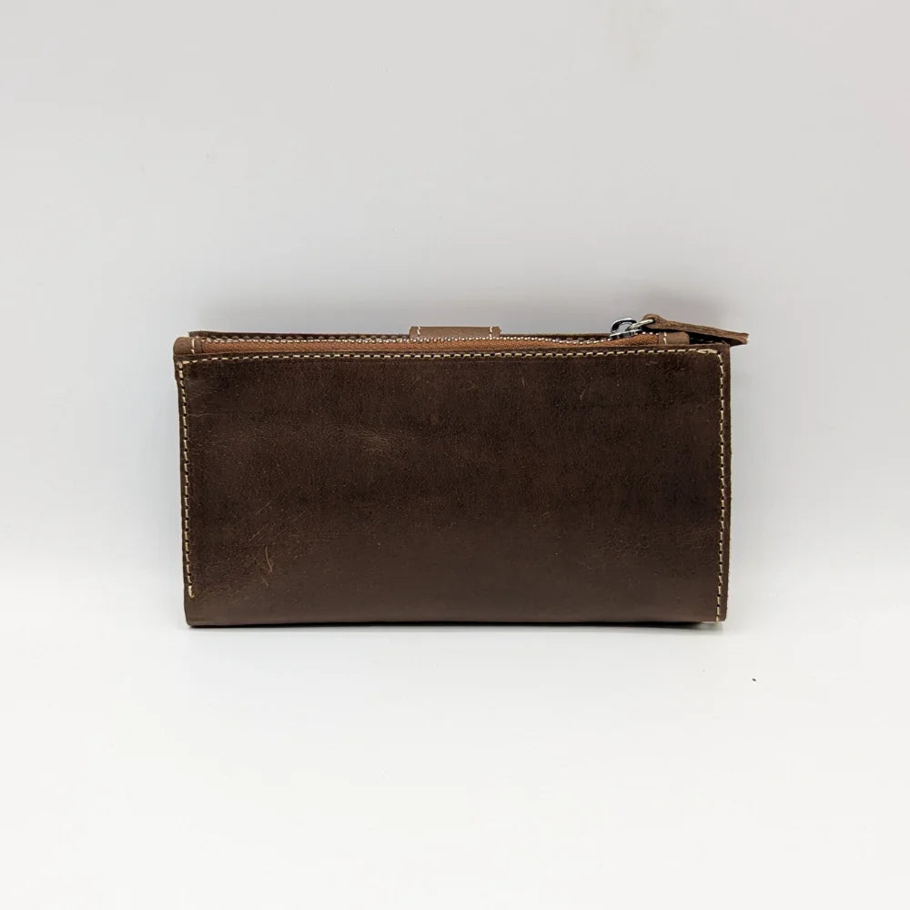 Pure Leather Long Wallet With Strap