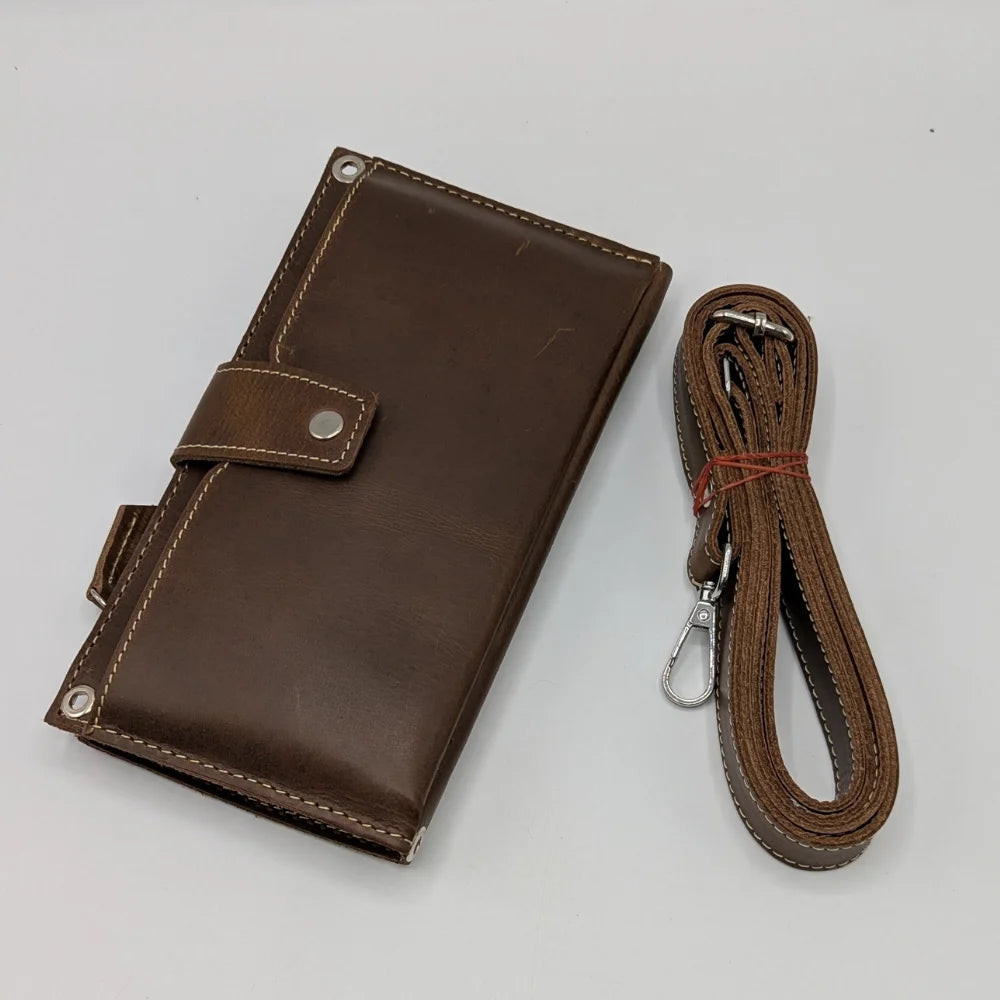 Pure Leather Long Wallet With Strap