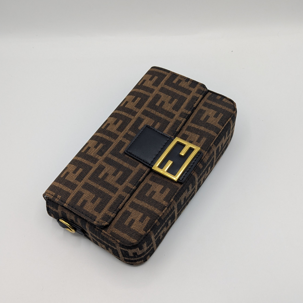 FNDI Baguette Brown FF Jacquard Fabric Bag