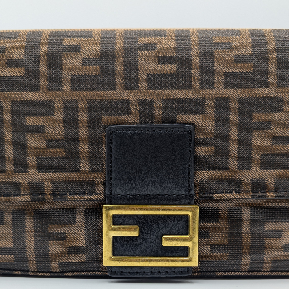 FNDI Baguette Brown FF Jacquard Fabric Bag