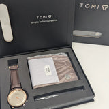 TOMI S8 Watch with Leather Strap