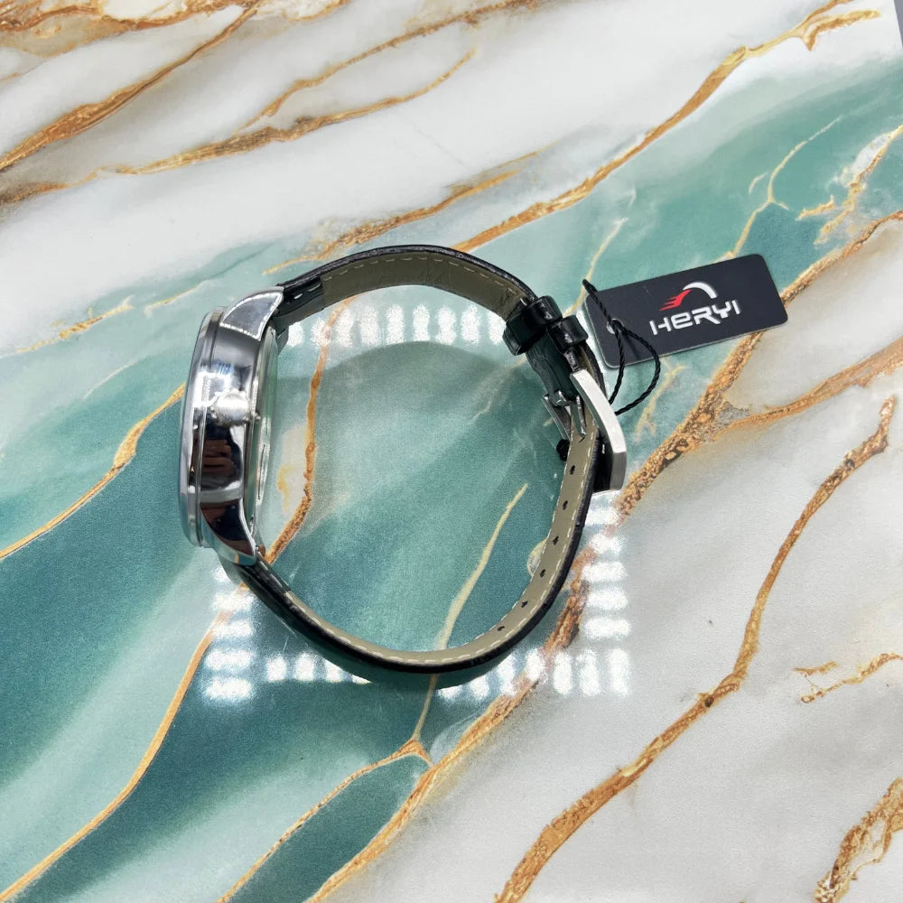 Casino Style Men’s Watch with Leather Strap | Roulette Dial Design