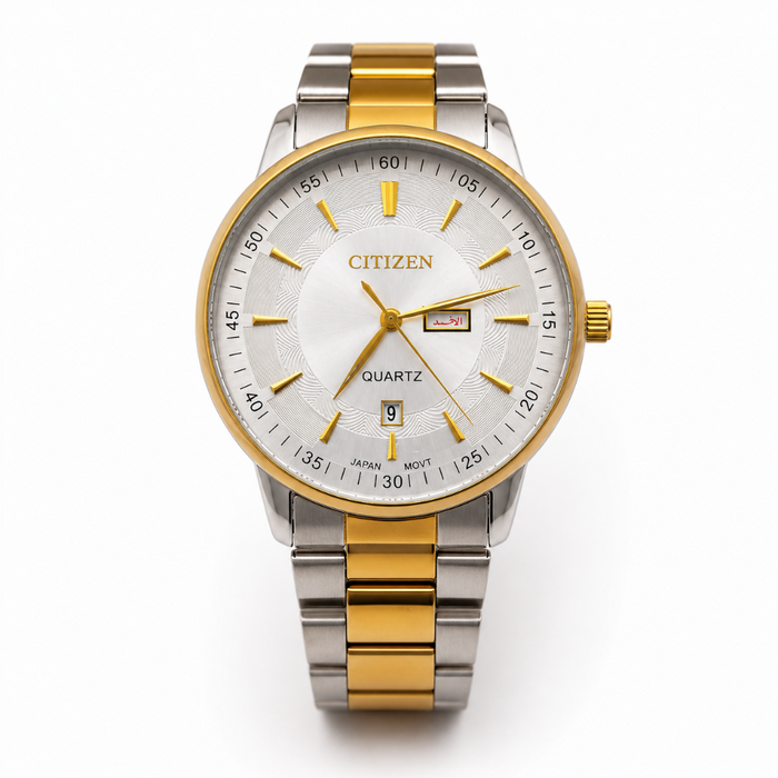 TMS  Premium Two-Tone Silver & Gold Men’s Quartz Watch