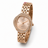 TMS  Elegant Crystal Bezel Women’s Luxury Quartz Watch