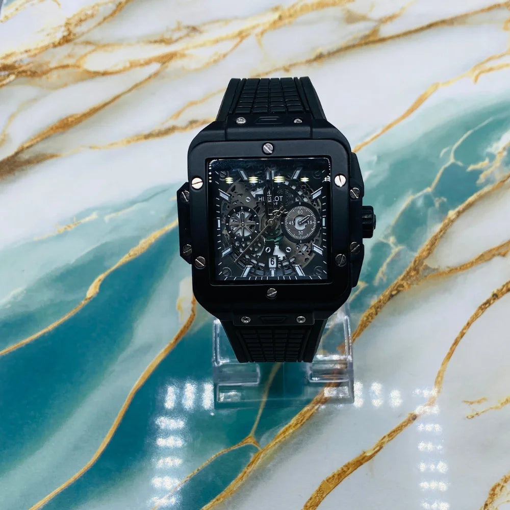 HBLT Square Skeleton Chronograph Style Watch