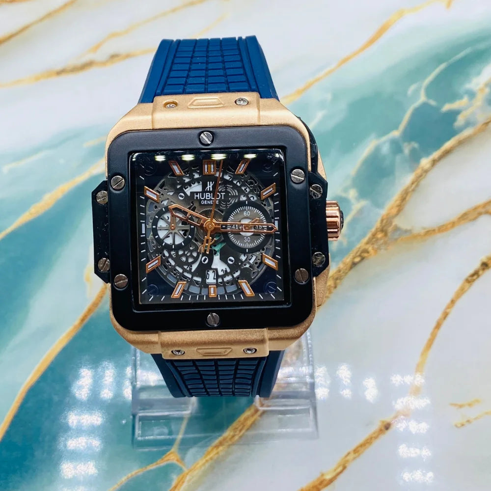 HBLT Square Skeleton Chronograph Style Watch