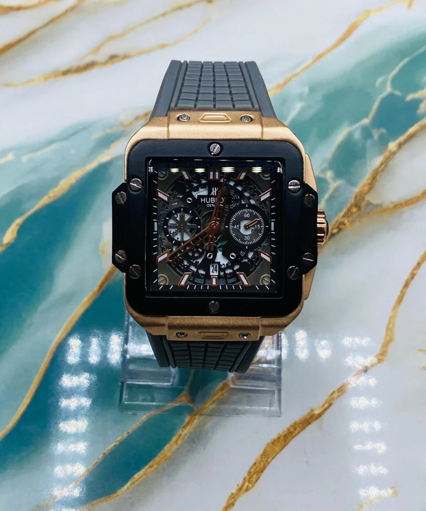 HBLT Square Skeleton Chronograph Style Watch