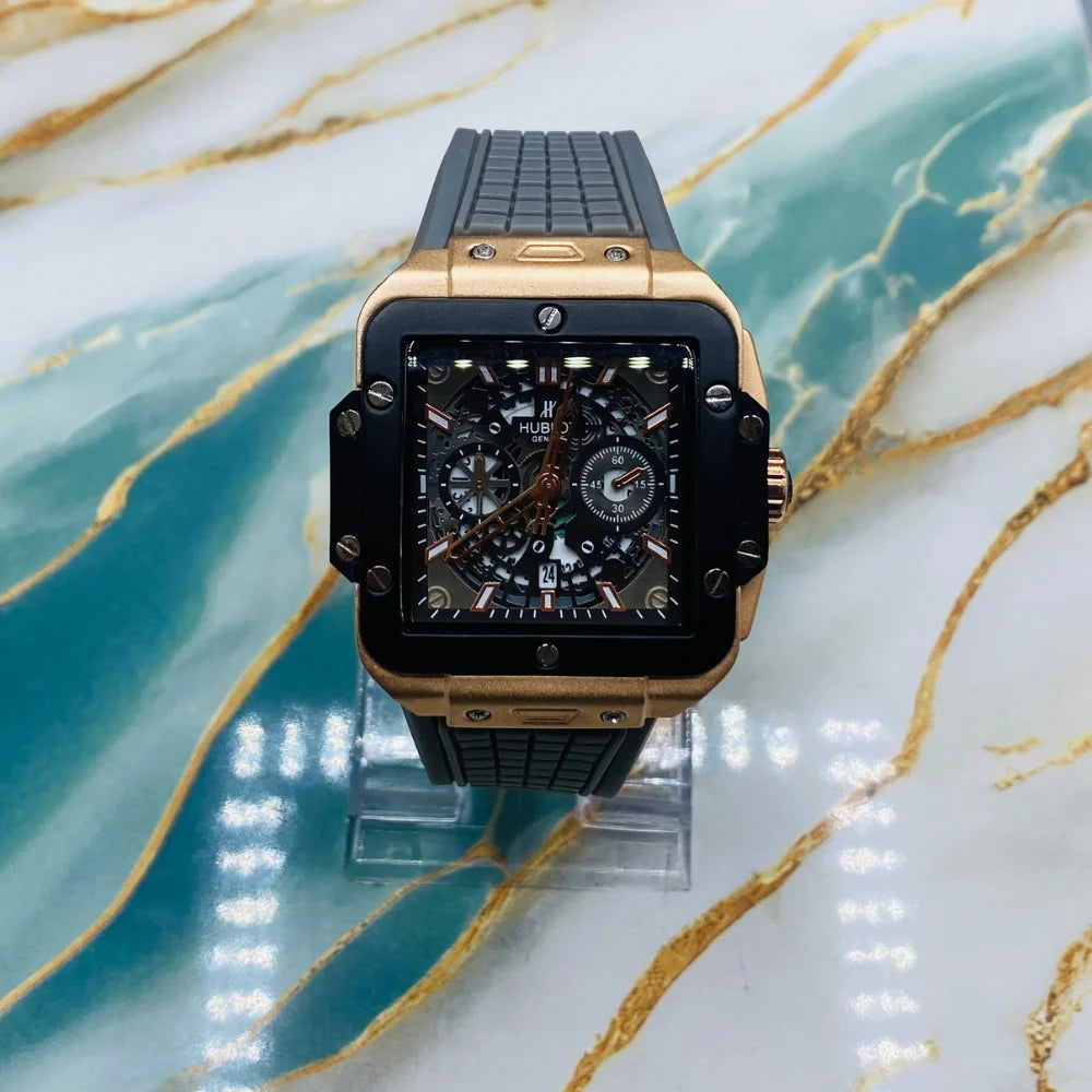 HBLT Square Skeleton Chronograph Style Watch
