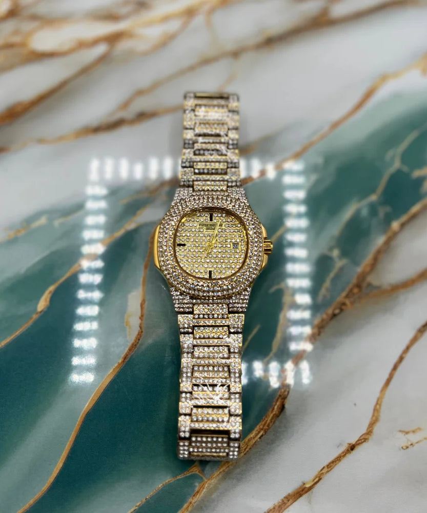 PP Style Fully Iced-Out Luxury Men’s Watch | Diamond Stone Watch