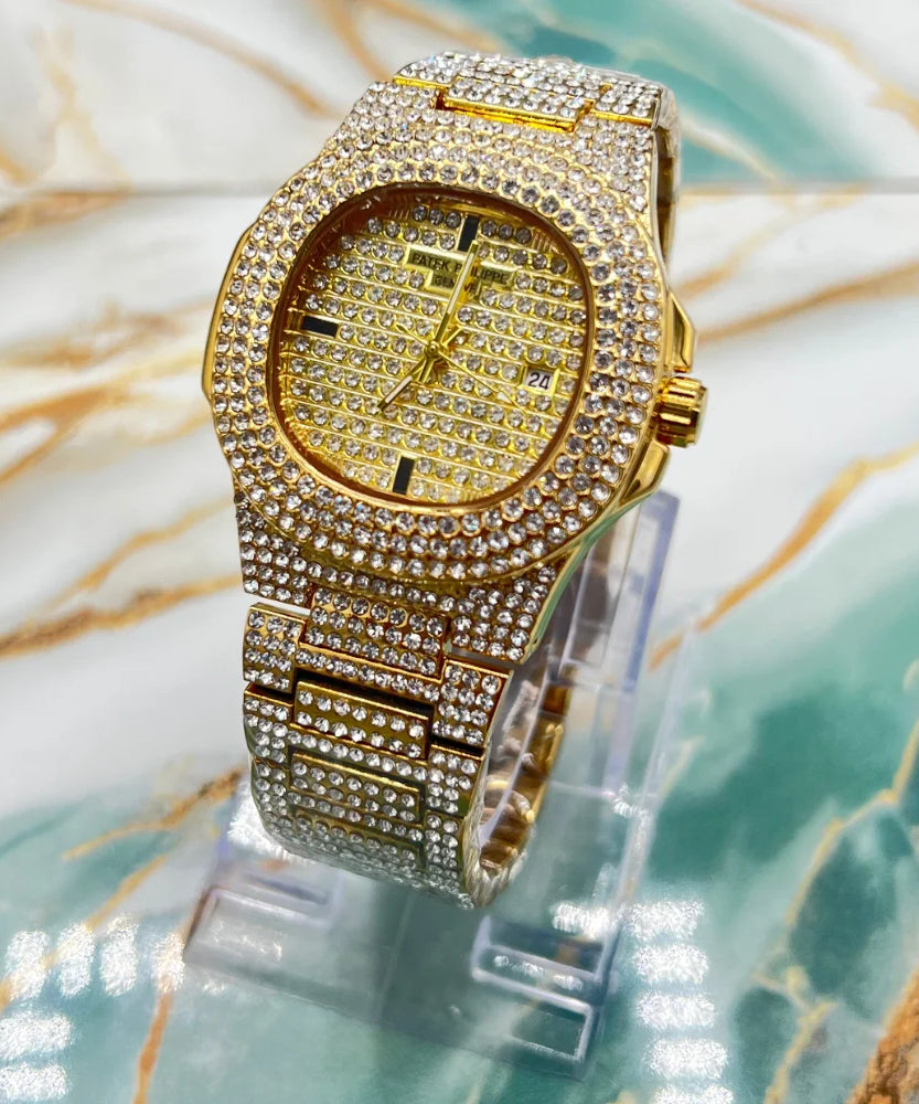 PP Style Fully Iced-Out Luxury Men’s Watch | Diamond Stone Watch