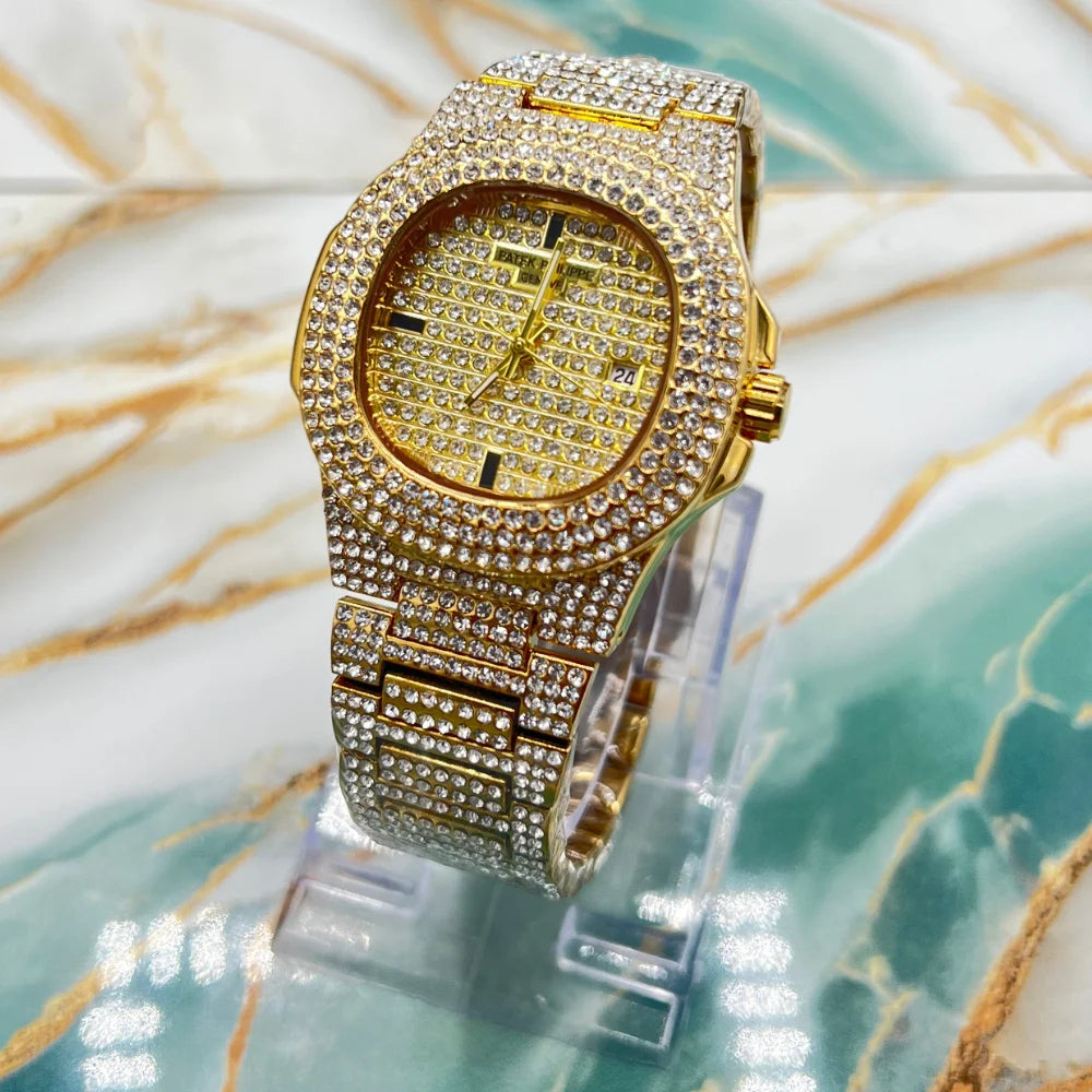 PP Style Fully Iced-Out Luxury Men’s Watch | Diamond Stone Watch