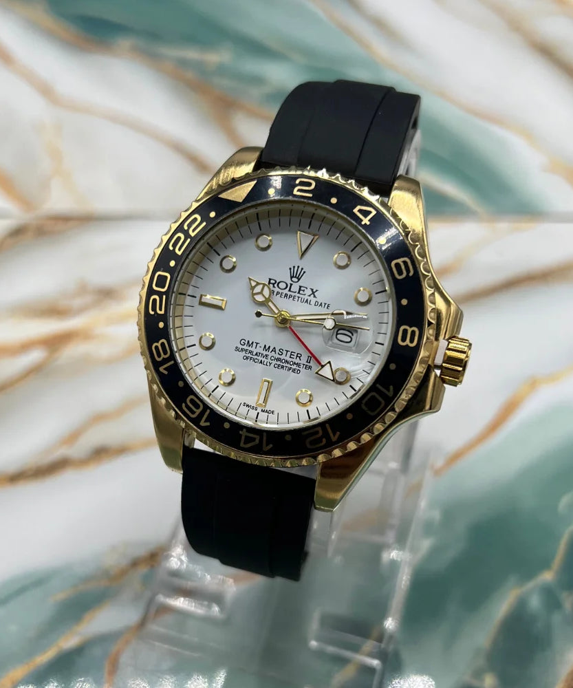 RLX GMT Master II Inspired Luxury Men’s Watch | Watch with Black Rubber Straps