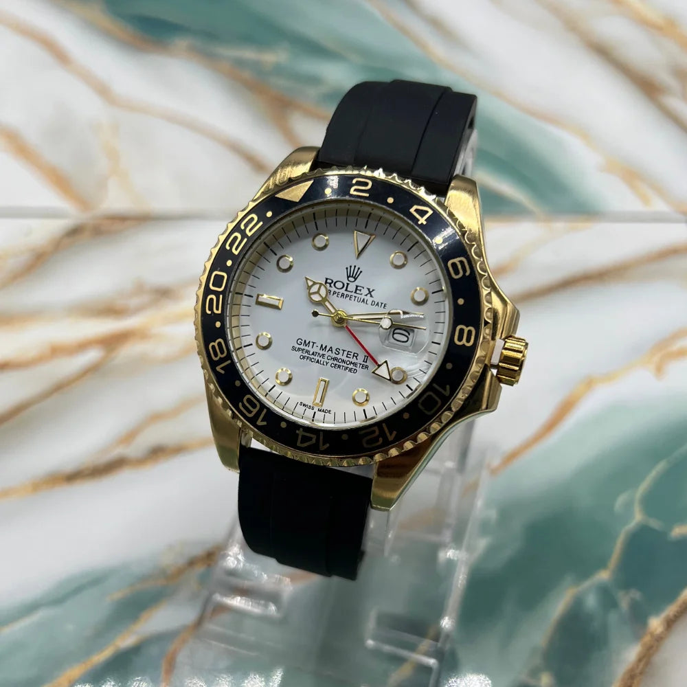 RLX GMT Master II Inspired Luxury Men’s Watch | Watch with Black Rubber Straps