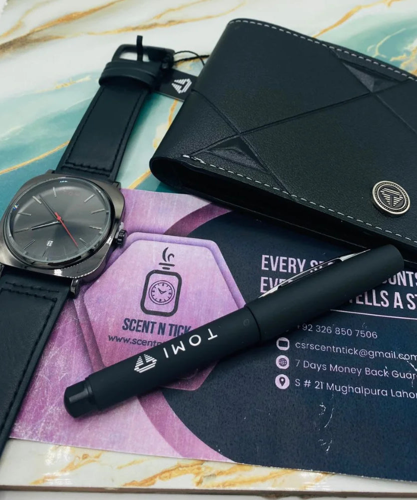 TOMI S8 Watch with Leather Strap