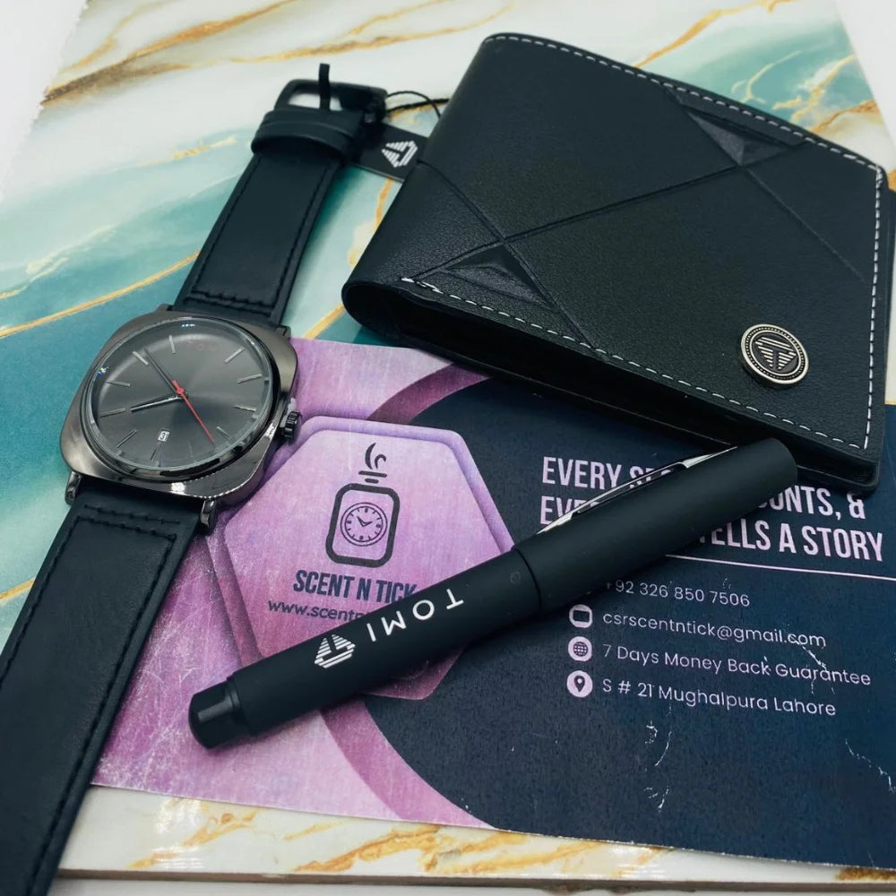 TOMI S8 Watch with Leather Strap