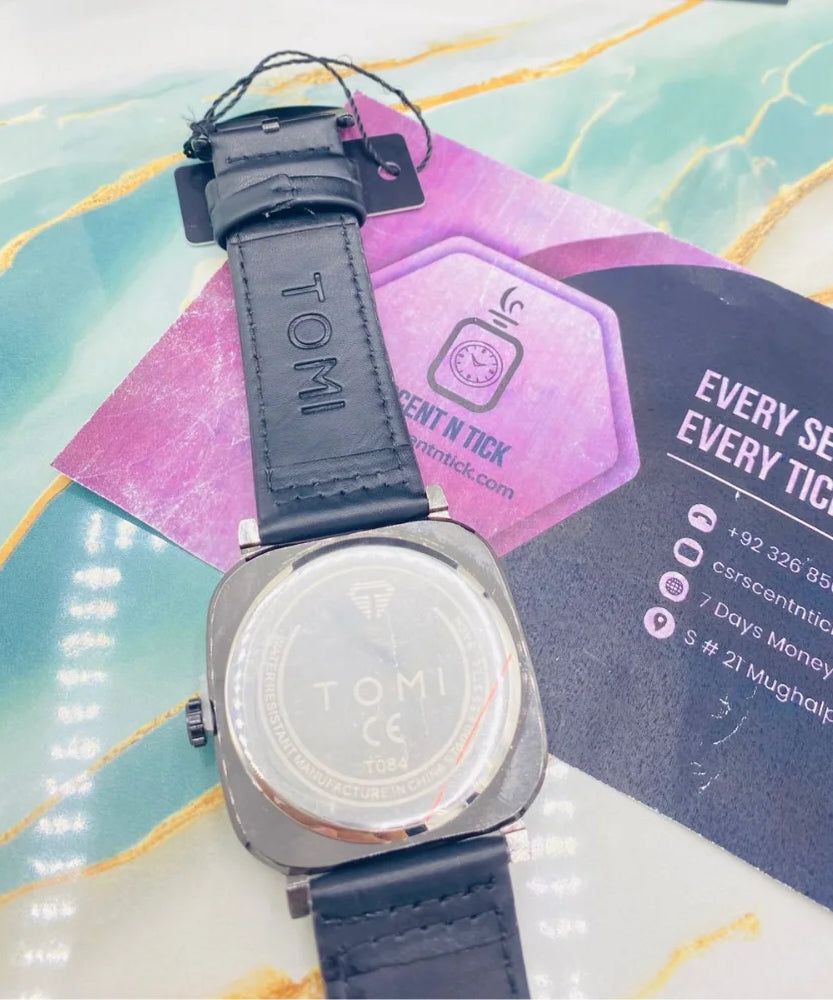 TOMI S8 Watch with Leather Strap