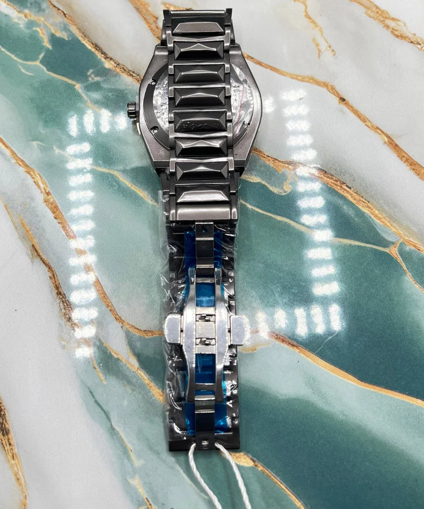 TMS Modern Skeleton Dial Watch | Stainless Steel Case and Strap