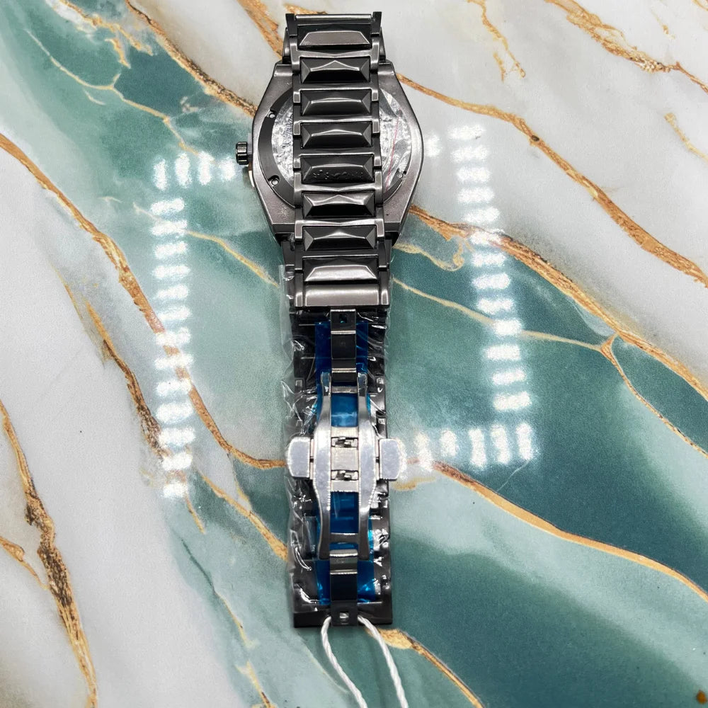 TMS Modern Skeleton Dial Watch | Stainless Steel Case and Strap