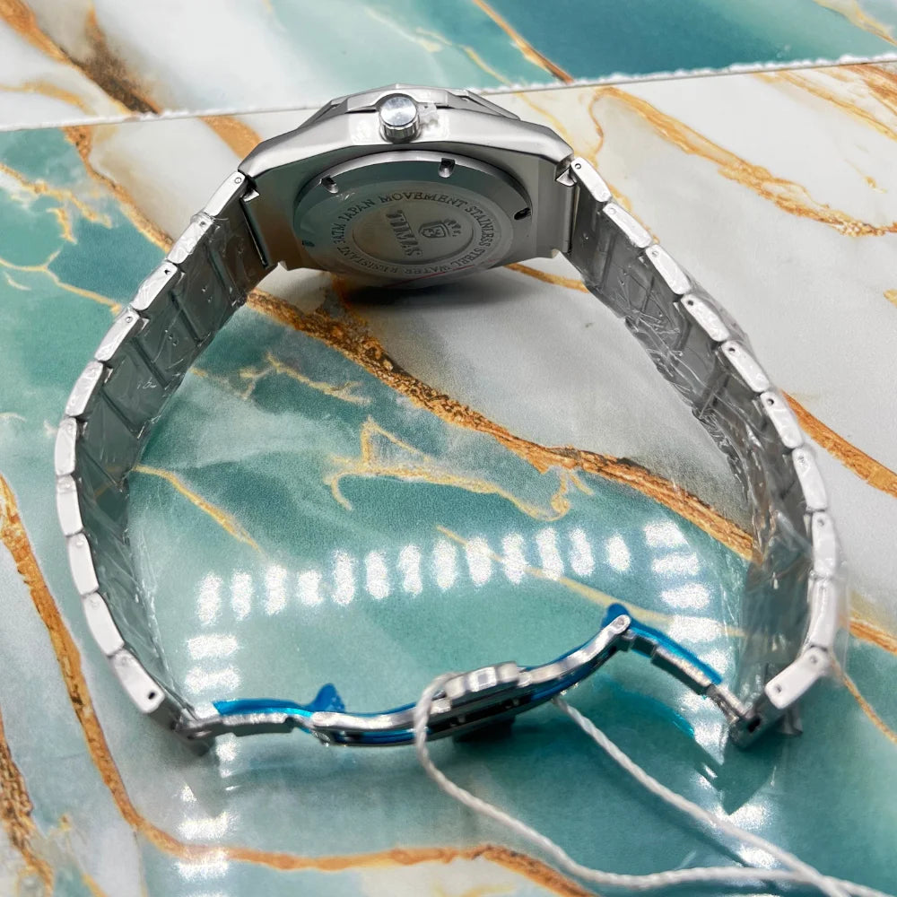 TMS Modern Skeleton Dial Watch | Stainless Steel Case and Strap