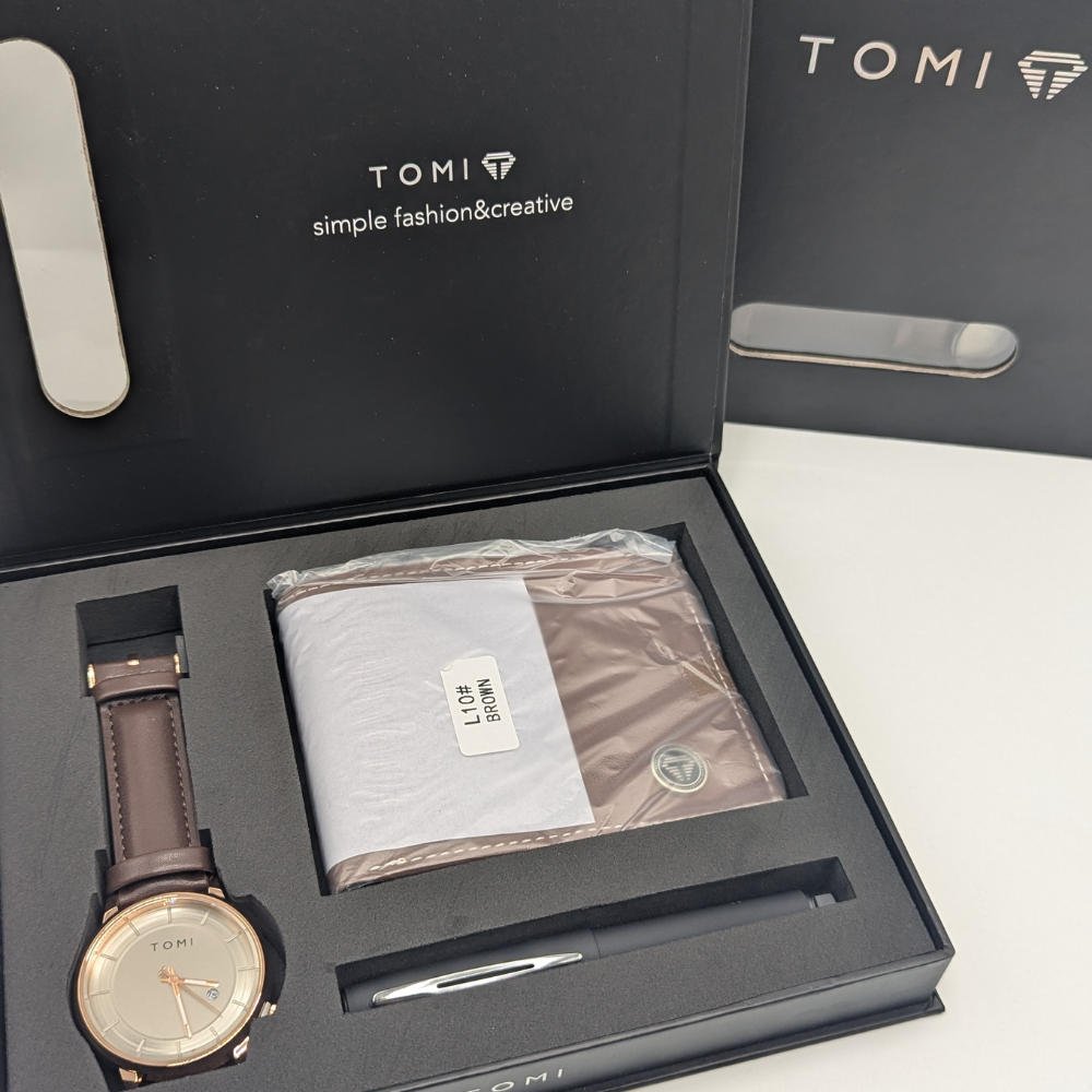TOMI S8 Watch with Leather Strap