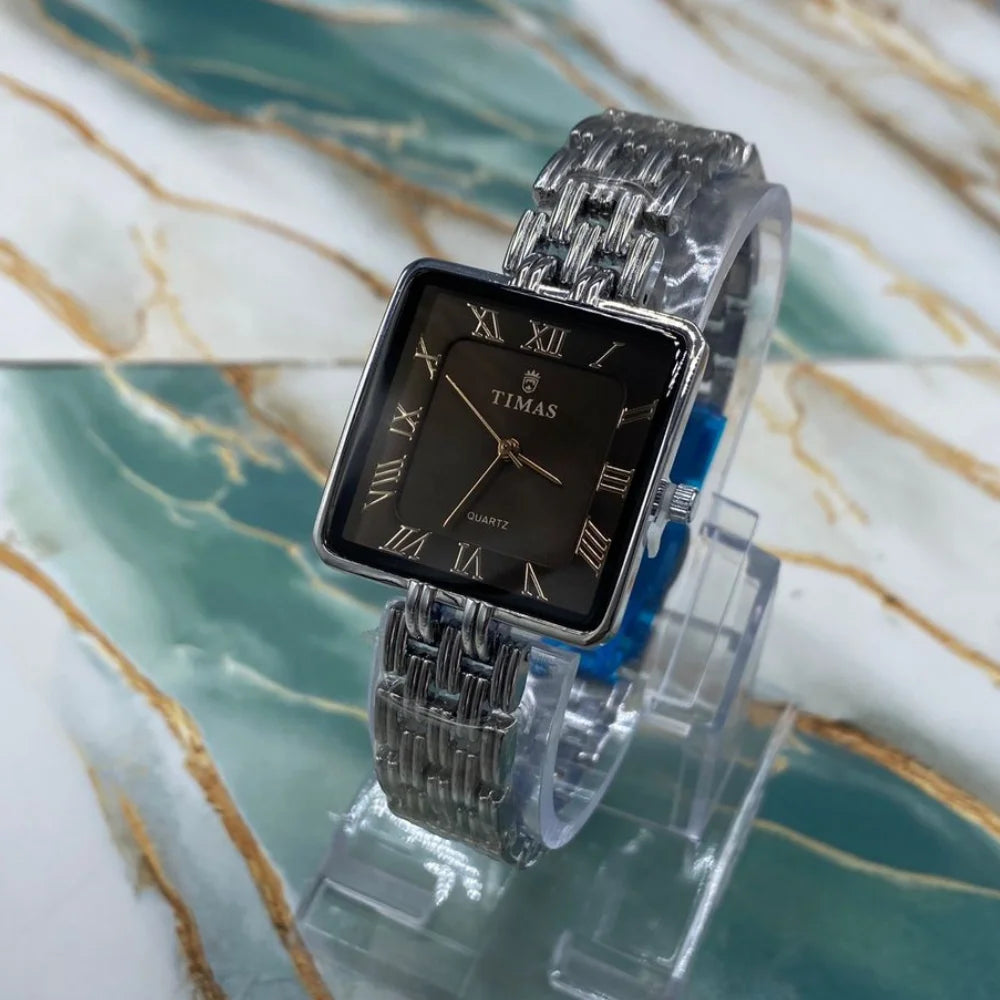 TMS  Classic Square Dial Women’s Stainless Steel Watch
