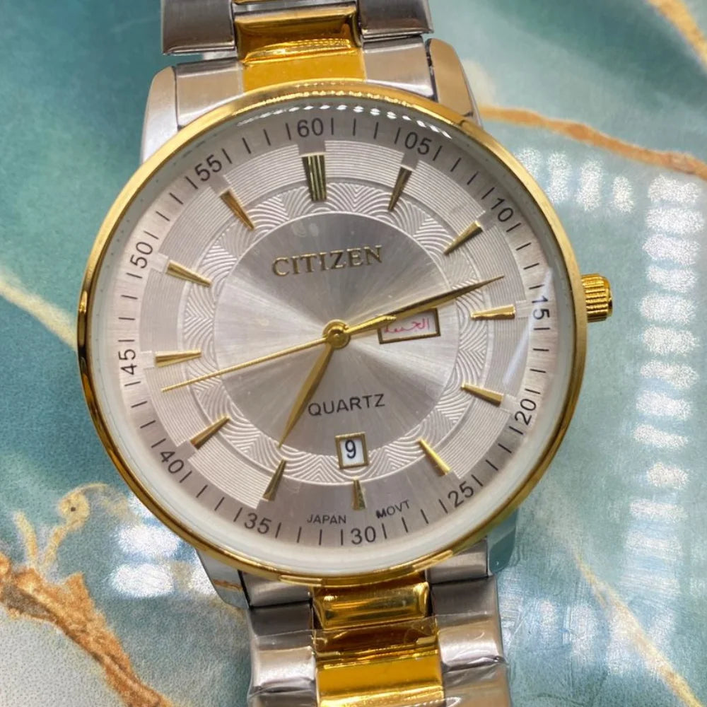 TMS  Premium Two-Tone Silver & Gold Men’s Quartz Watch