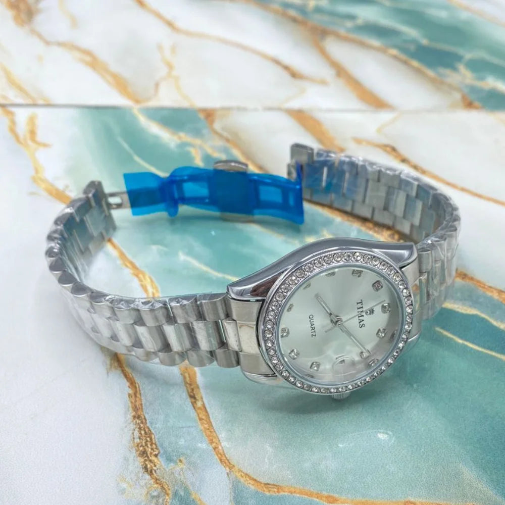 TMS Crystal Stainless Steel Women’s Luxury Watch