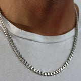 Classic Bold Street Styl Silver Cuban Chain
