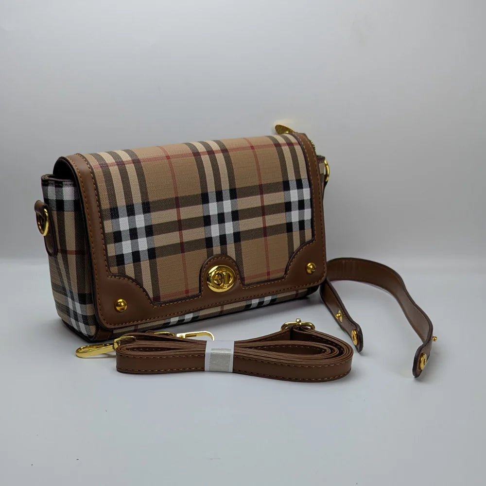 BRBRY Pure Leather Checked  Women's Handbag