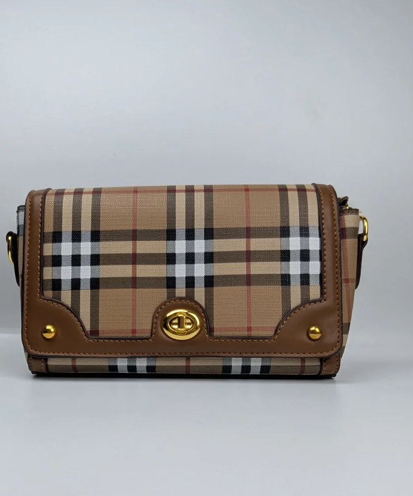 BRBRY Pure Leather Checked  Women's Handbag