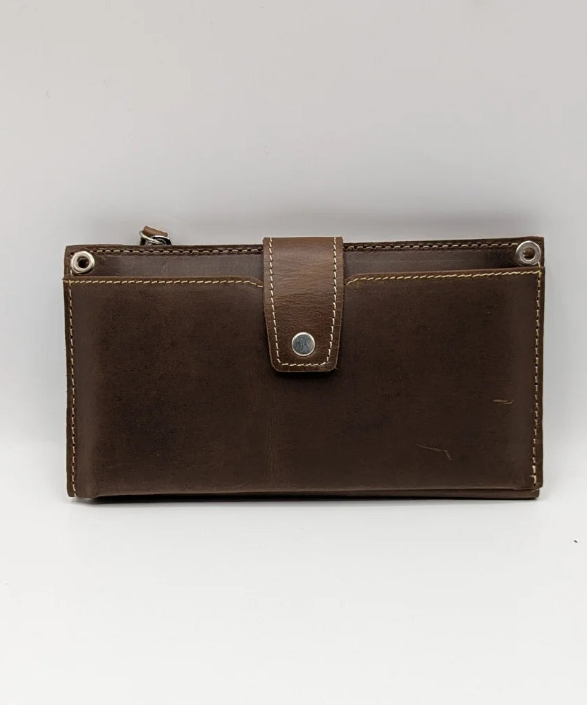 Pure Leather Long Wallet With Strap