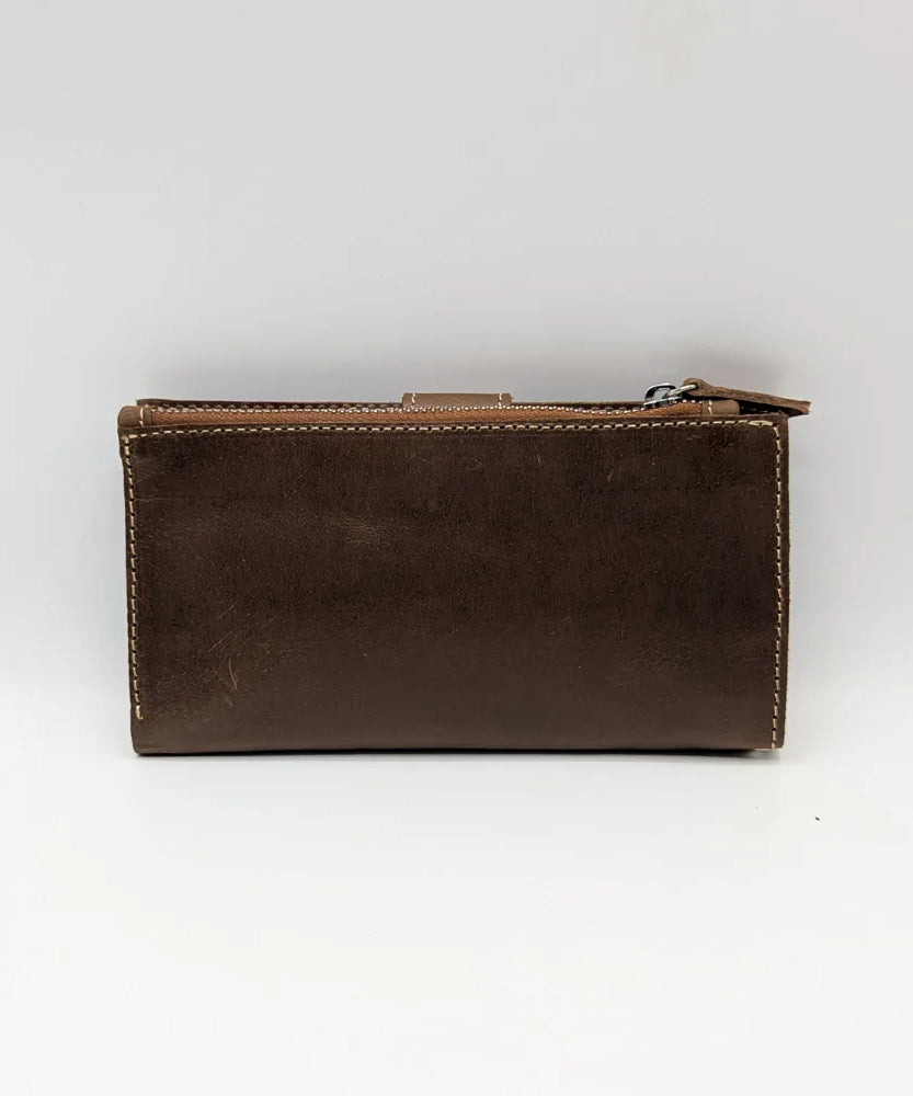 Pure Leather Long Wallet With Strap