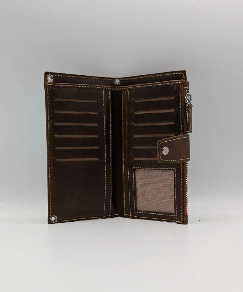 Pure Leather Long Wallet With Strap