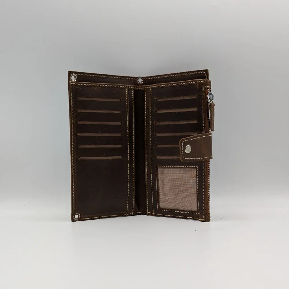 Pure Leather Long Wallet With Strap