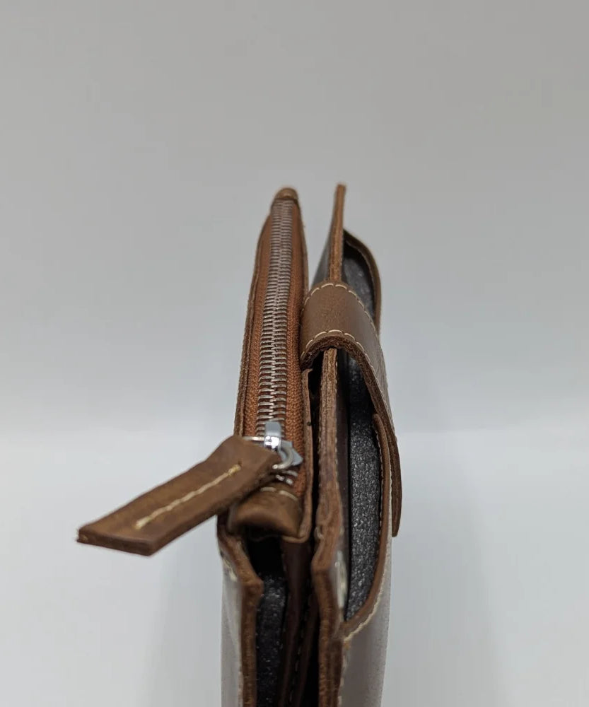 Pure Leather Long Wallet With Strap