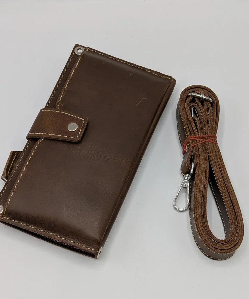 Pure Leather Long Wallet With Strap
