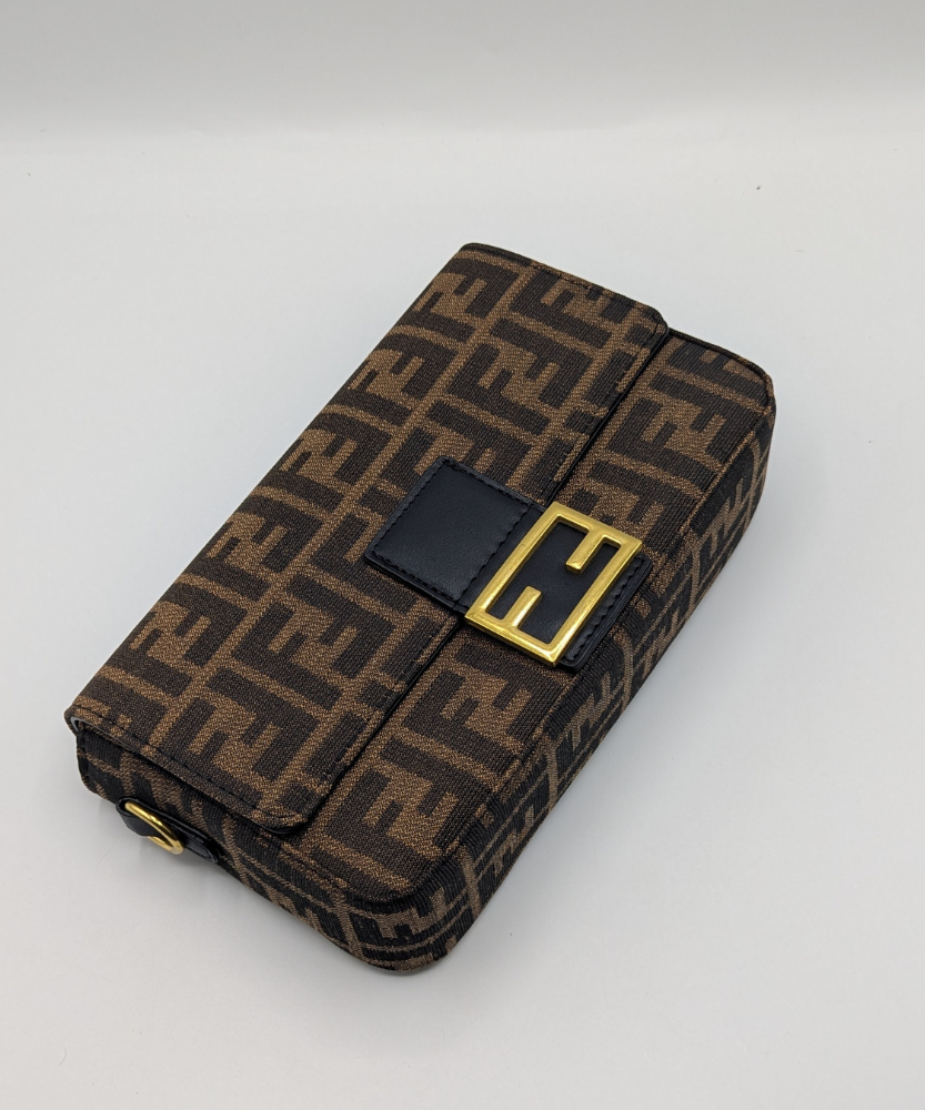 FNDI  Baguette Brown FF Jacquard Fabric Bag