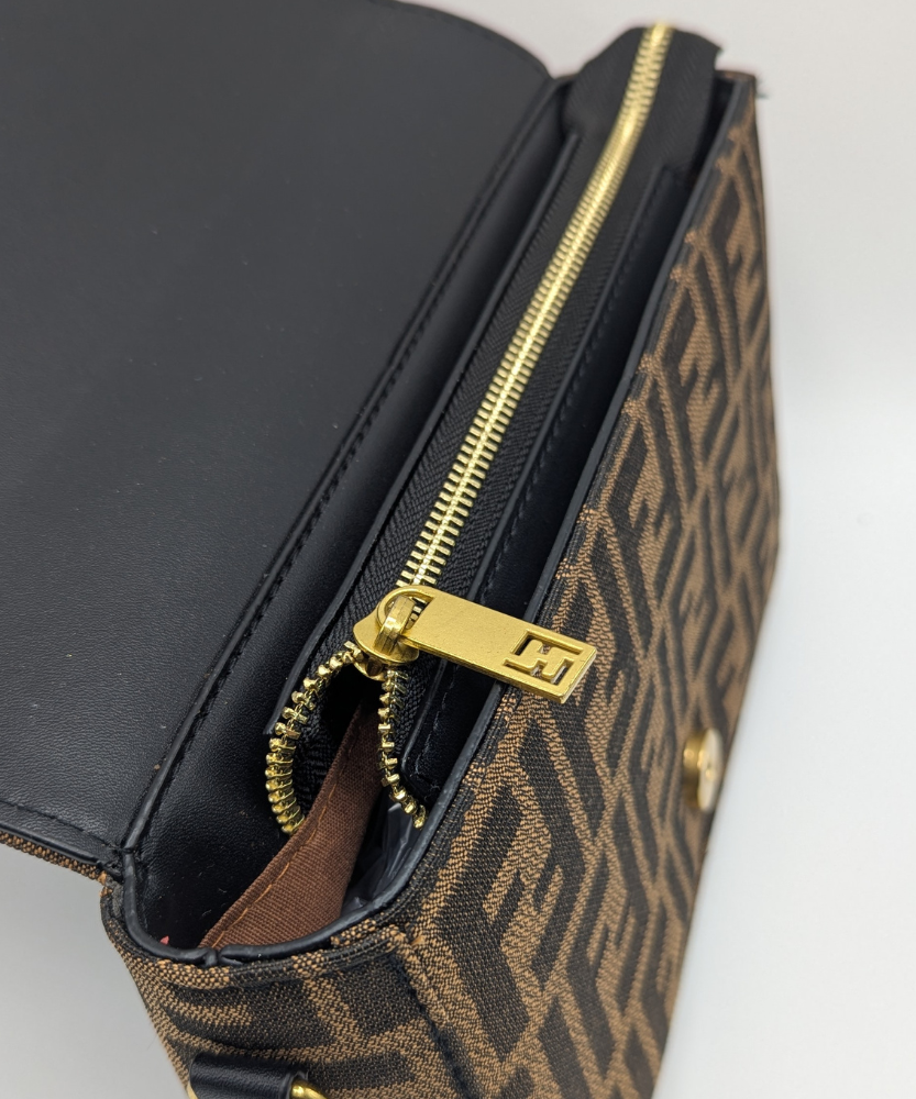 FNDI  Baguette Brown FF Jacquard Fabric Bag