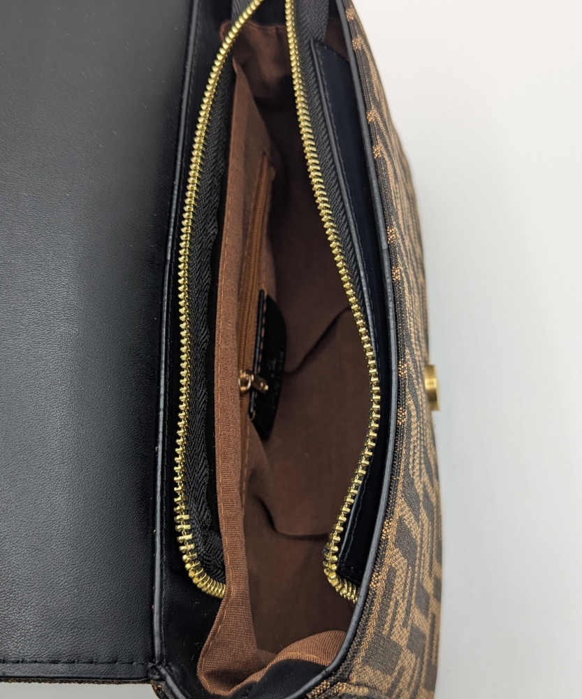 FNDI  Baguette Brown FF Jacquard Fabric Bag