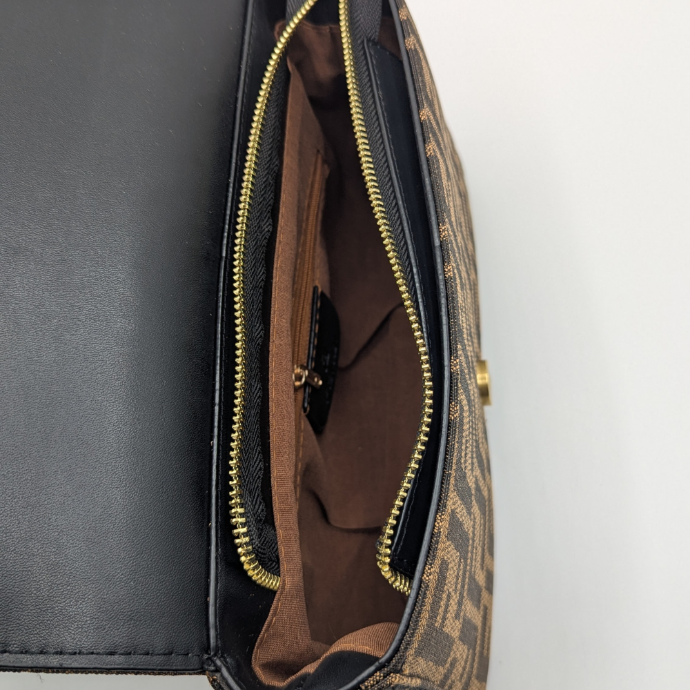 FNDI  Baguette Brown FF Jacquard Fabric Bag