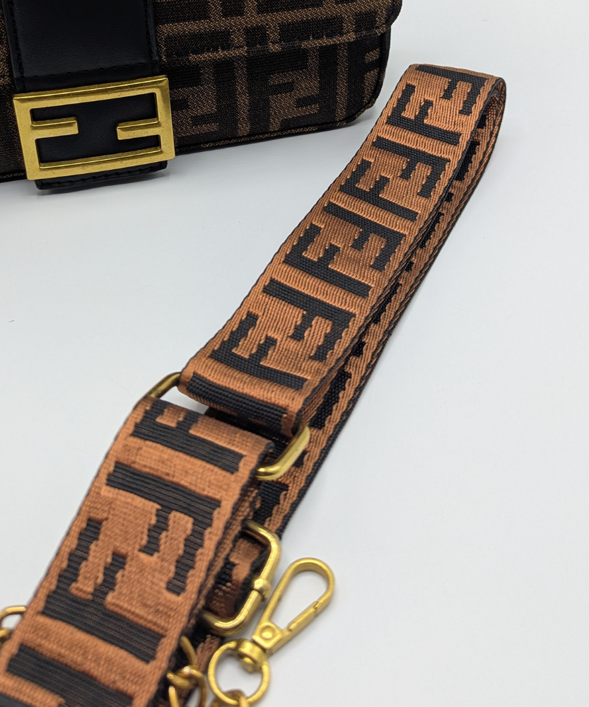 FNDI  Baguette Brown FF Jacquard Fabric Bag