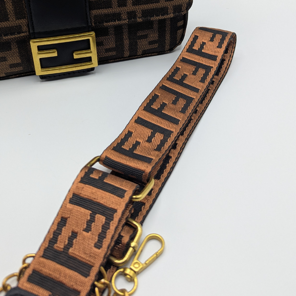 FNDI  Baguette Brown FF Jacquard Fabric Bag