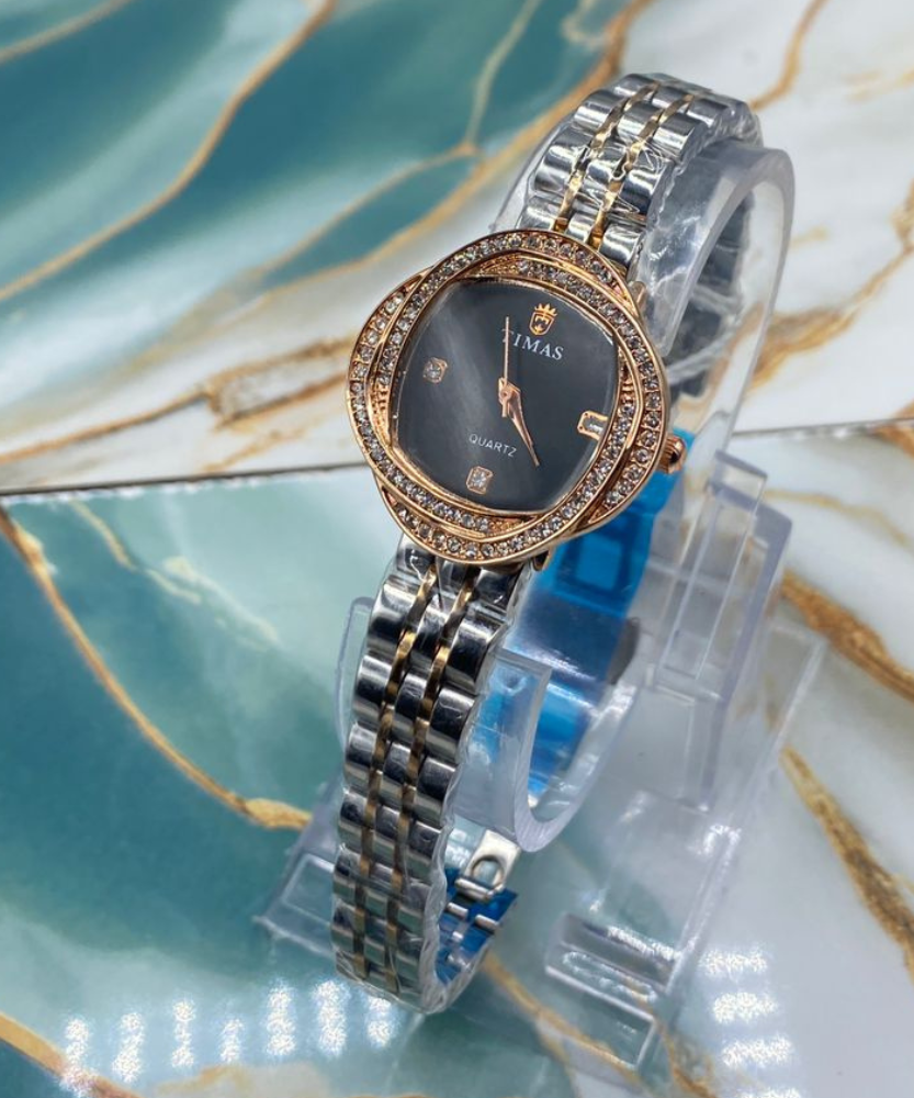 TMS  Elegant Crystal Bezel Women’s Luxury Quartz Watch