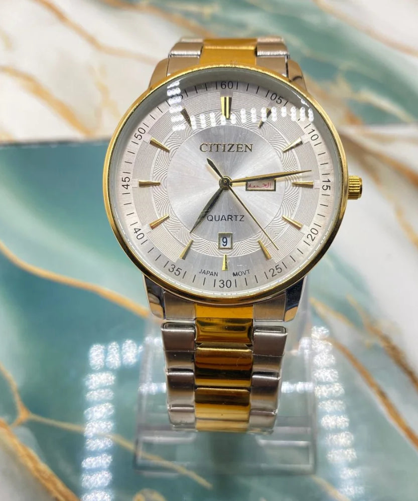 TMS  Premium Two-Tone Silver & Gold Men’s Quartz Watch