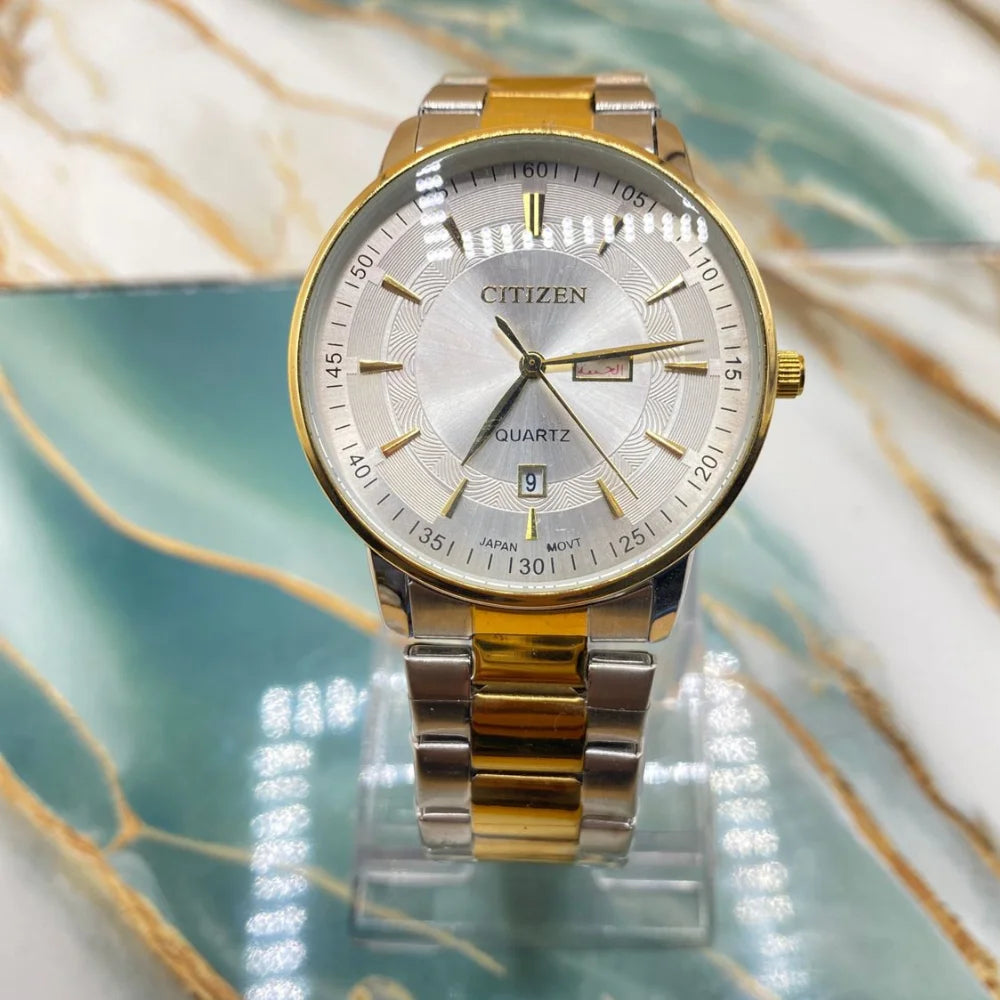 TMS  Premium Two-Tone Silver & Gold Men’s Quartz Watch