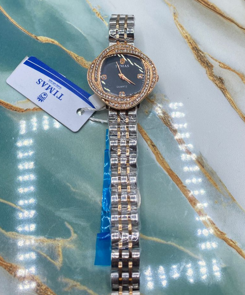 TMS  Elegant Crystal Bezel Women’s Luxury Quartz Watch