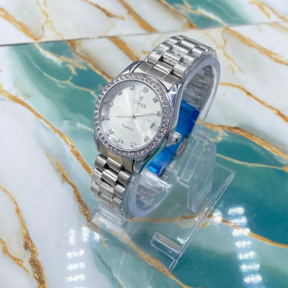 TMS Crystal Stainless Steel Women’s Luxury Watch